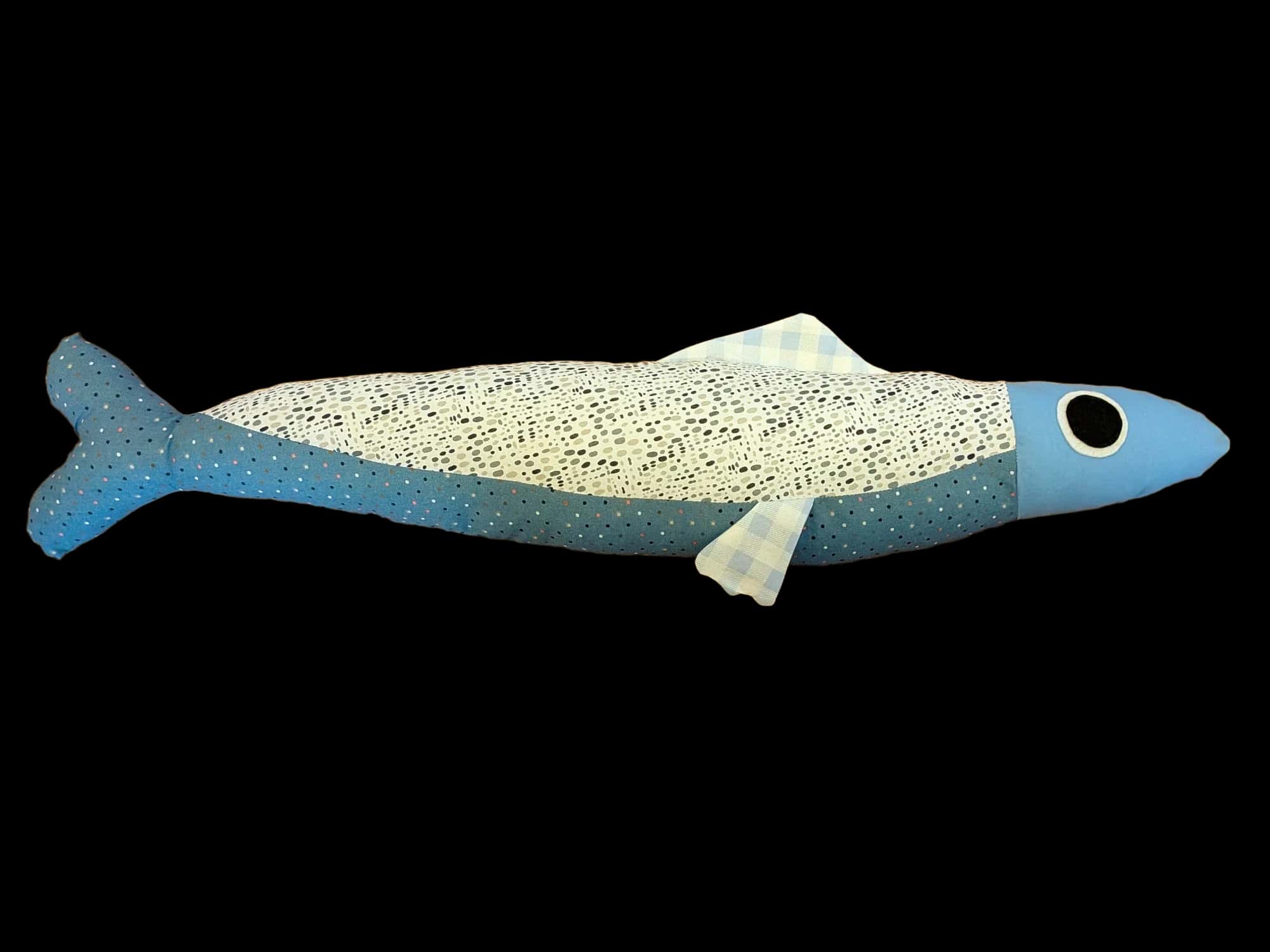 3 foot long blue plush fish
