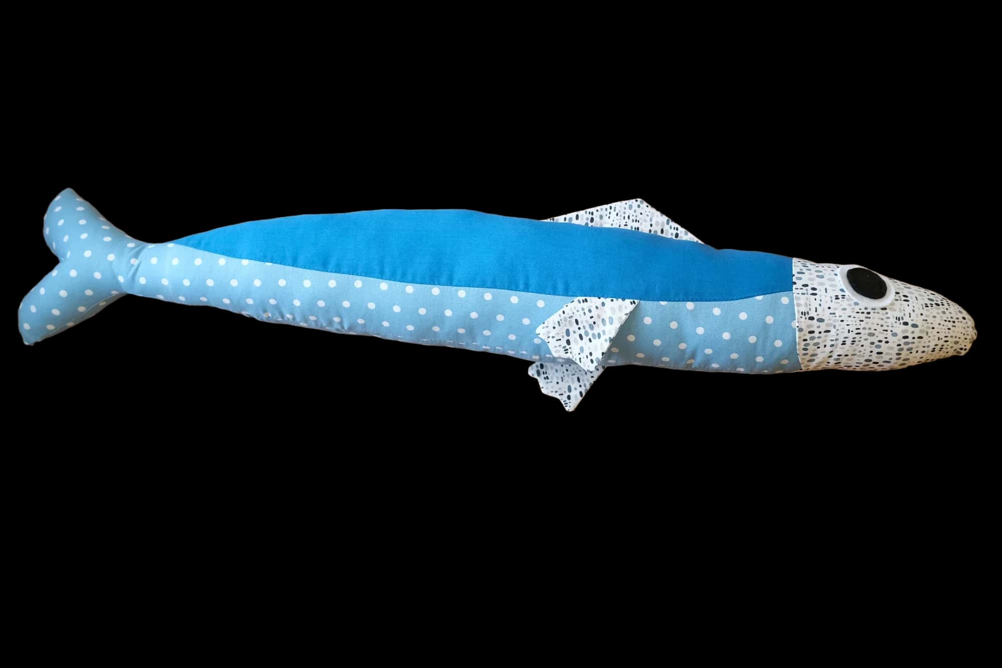3 foot long blue plush fish