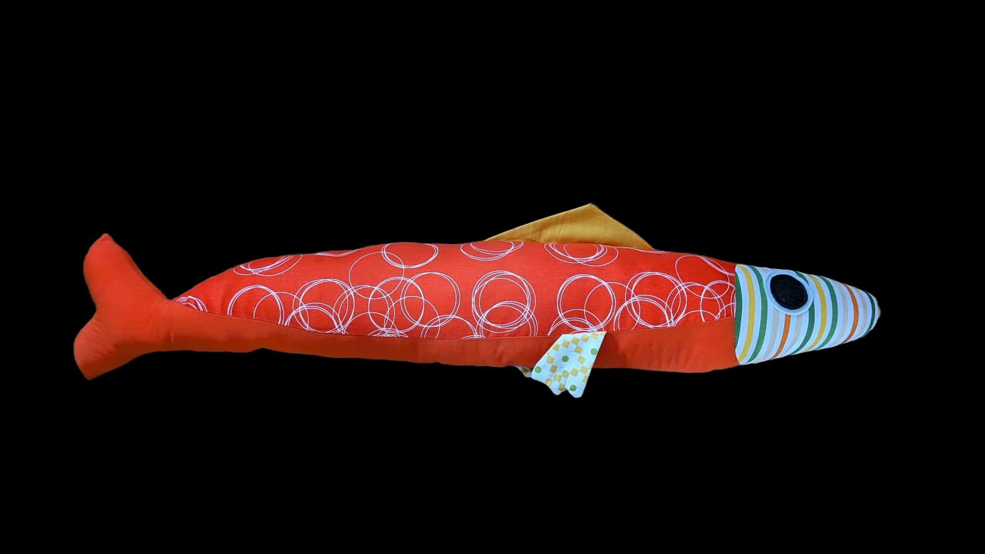 3 foot long orange plush sardine