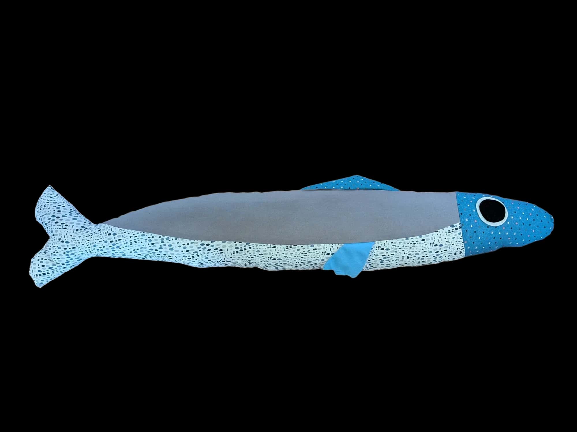 3 foot long blue plush fish