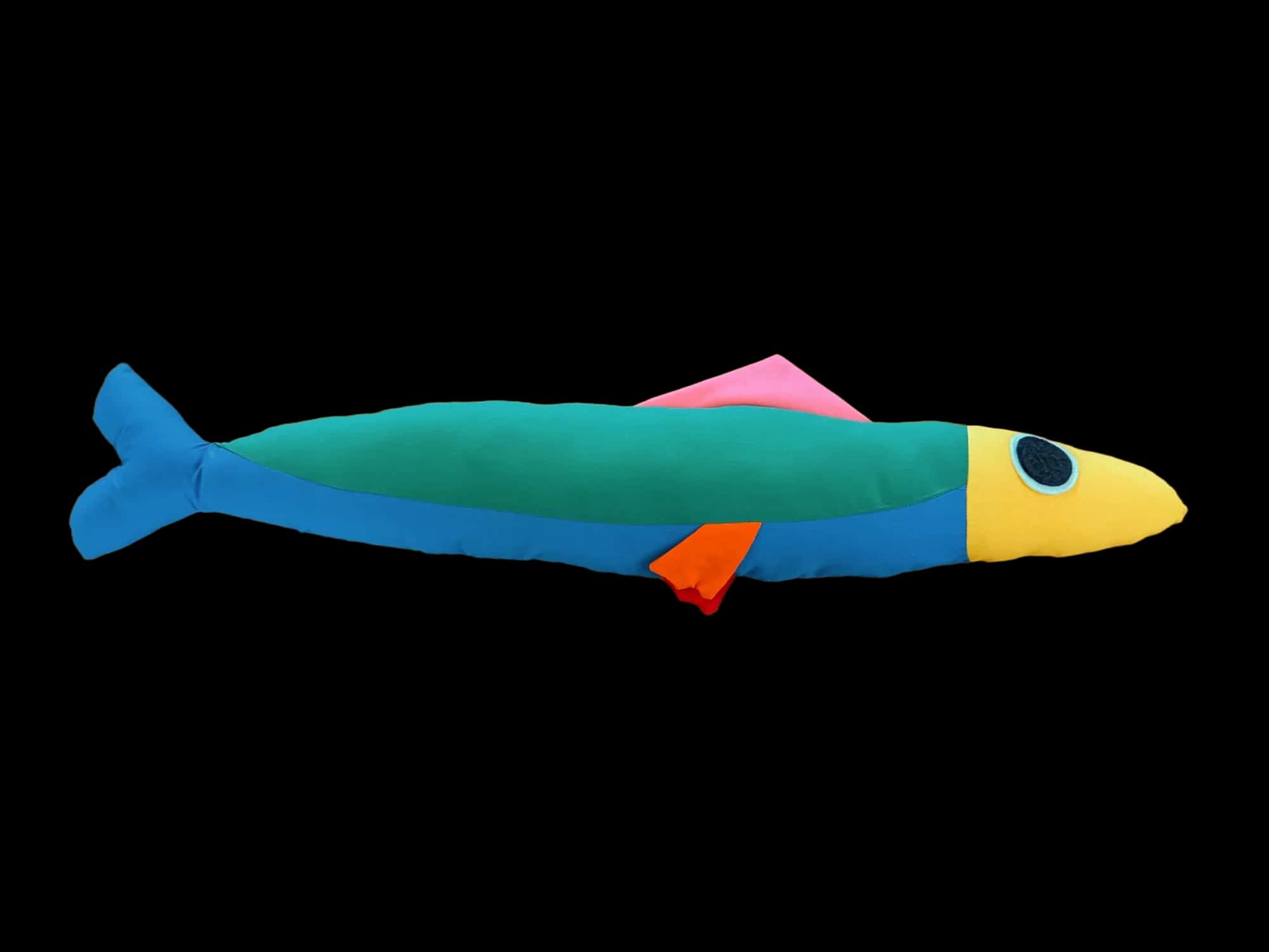 3 foot long colorful colorblock plush sardine