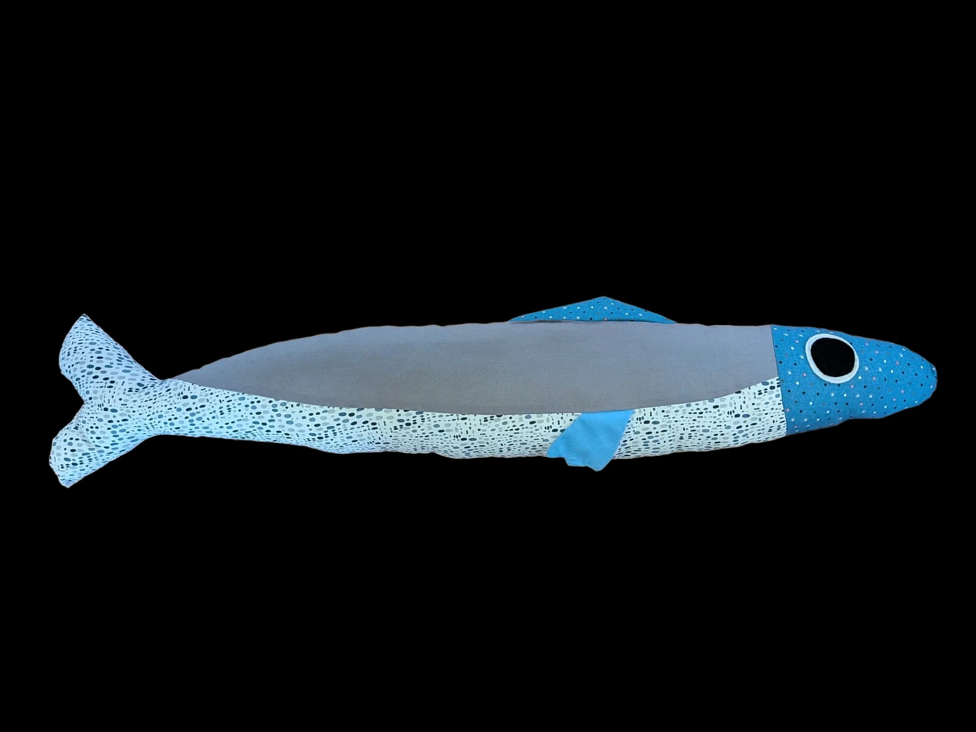 3 foot long blue plush fish