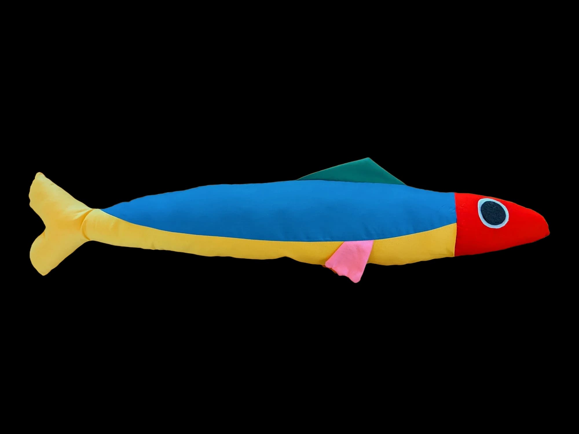 3 foot long colorful colorblock sardine plush